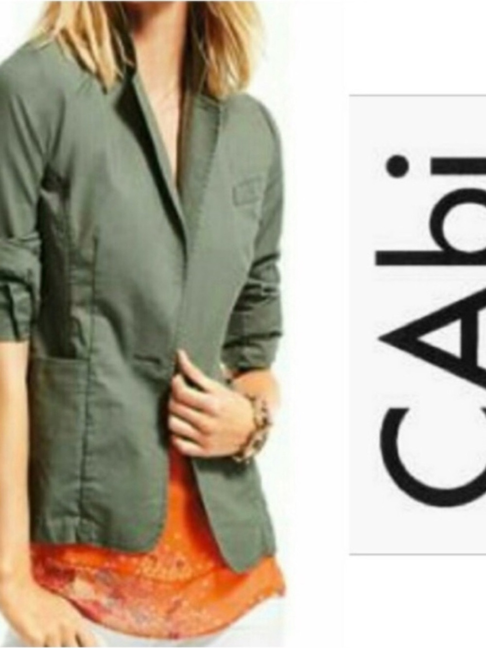 CAbi Olive Utility Blazer with Floral Lining Style Number 207